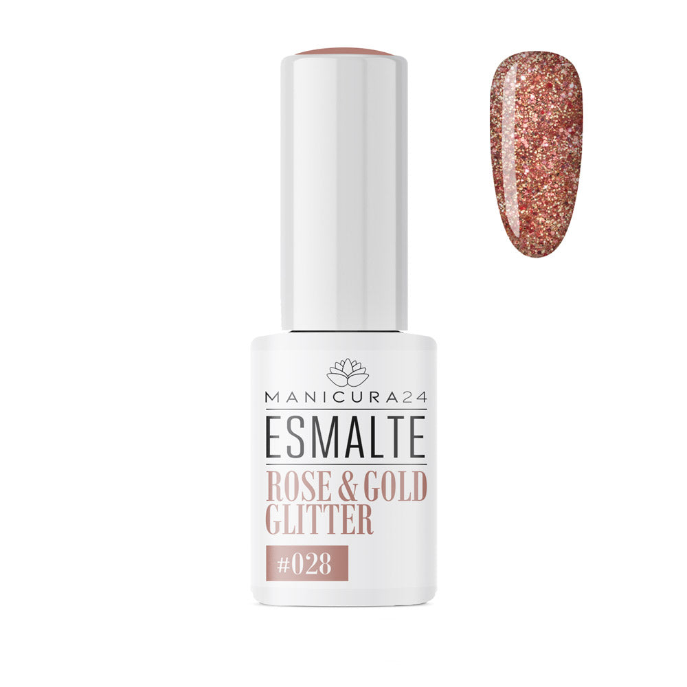 Esmalte permanente ROSE & GOLD GLITTER #028