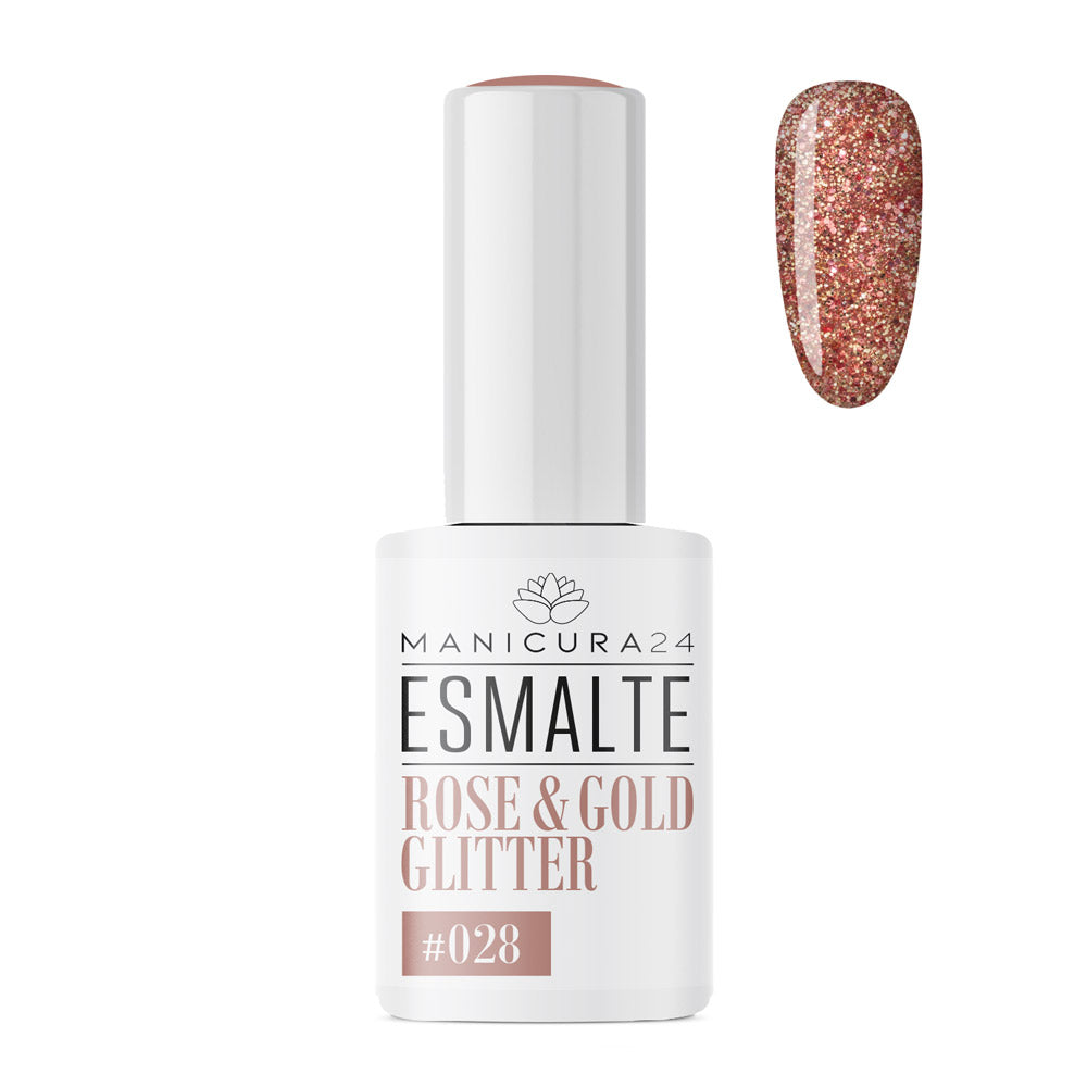 Esmalte permanente ROSE & GOLD GLITTER #028