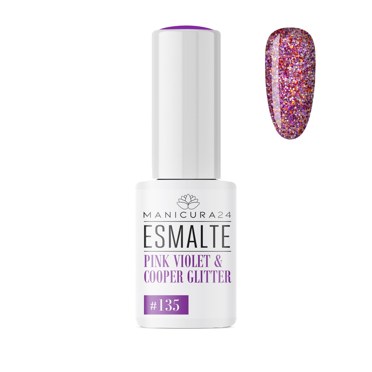 Esmalte permanente PINK, VIOLET & COOPER GLITTER #135