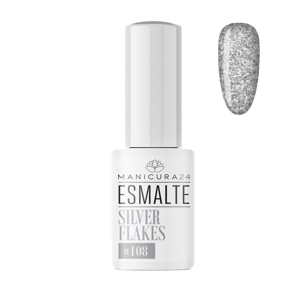 Permanent nail polish SILVER FLAKES #108